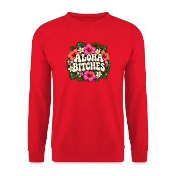 Aloha Bitches Tropical Floral - Unisex Pullover - Rot - Vorne - Alina (178cm) & Michal (187cm)