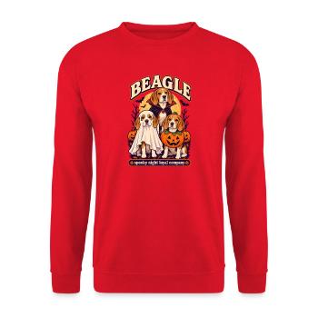 Spooky Night Loyal Company – Beagle Halloween Hund - Unisex Pullover - Rot - Vorne - Alina (178cm) & Michal (187cm)