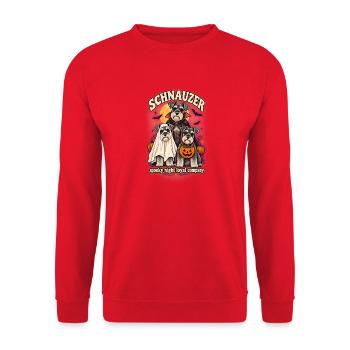 Spooky Night Loyal Company – Schnauzer Halloween - Unisex Pullover - Rot - Vorne - Alina (178cm) & Michal (187cm)