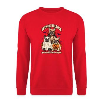 Spooky Night Loyal Company – Französischer Bulldoggenhund - Unisex Pullover - Rot - Vorne - Alina (178cm) & Michal (187cm)