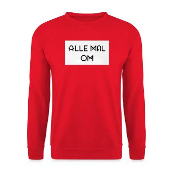 Alle Mal Om – Geometrische Line-Typografie - Unisex Pullover - Rot - Vorne - Alina (178cm) & Michal (187cm)