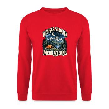 Weniger Scrollen Mehr Sterne - Unisex Pullover - Rot - Vorne - Alina (178cm) & Michal (187cm)