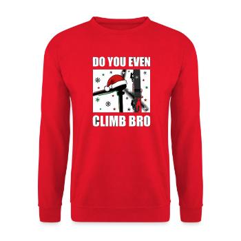 Do You Even Climb Bro Windrad Weihnachten - Unisex Pullover - Rot - Vorne - Alina (178cm) & Michal (187cm)
