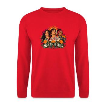 Mujeres Fuertes: Blütenkraft - Unisex Pullover - Rot - Vorne - Alina (178cm) & Michal (187cm)