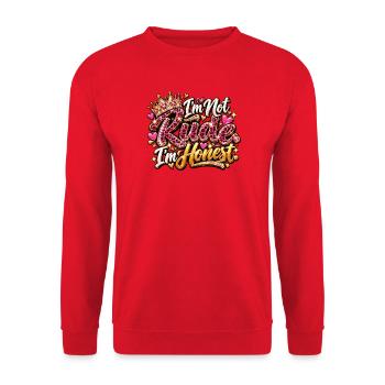 Ich bin ehrlich, nicht unhöflich - Unisex Pullover - Rot - Vorne - Alina (178cm) & Michal (187cm)