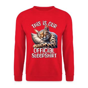 Savannah Katze Schlafshirt - Unisex Pullover - Rot - Vorne - Alina (178cm) & Michal (187cm)