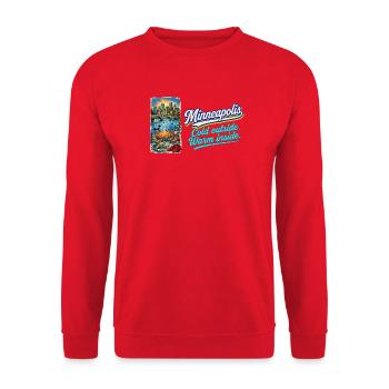 Minneapolis Retro Vintage Lakes Loon Hotdish - Unisex Pullover - Rot - Vorne - Alina (178cm) & Michal (187cm)