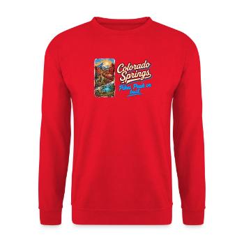 Colorado Springs Retro Vintage Pikes Peak Design - Unisex Pullover - Rot - Vorne - Alina (178cm) & Michal (187cm)