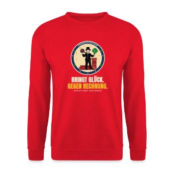 Schornsteinfeger – Glücksbringer Geschenk Neujahr - Unisex Pullover - Rot - Vorne - Alina (178cm) & Michal (187cm)