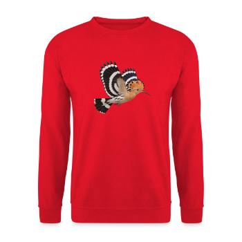 Wiedehopf im Flug – Vogel mit markanter Federhaube - Unisex Pullover - Rot - Vorne - Alina (178cm) & Michal (187cm)