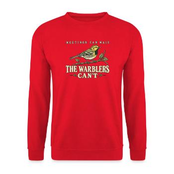 Meetings Can Wait The Warblers Cant - Unisex Pullover - Rot - Vorne - Alina (178cm) & Michal (187cm)
