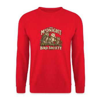 Mitternachts Eulen Gesellschaft - Unisex Pullover - Rot - Vorne - Alina (178cm) & Michal (187cm)