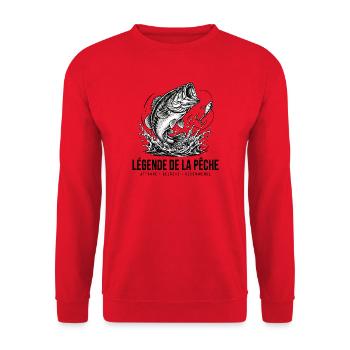 Fischen, Fisch, Poisson, Pêcheur - Unisex Pullover - Rot - Vorne - Alina (178cm) & Michal (187cm)