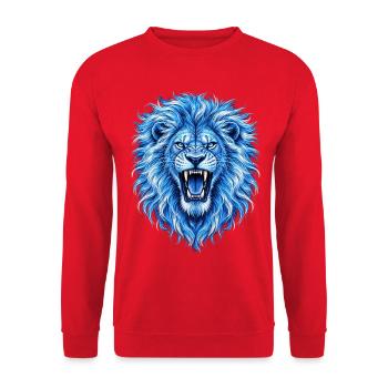 Löwe blaue Löwen aus Afrika König der Tiere - Unisex Pullover - Rot - Vorne - Alina (178cm) & Michal (187cm)