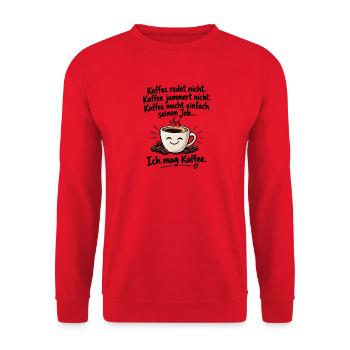 Kaffee Kuscheltasse Lächeln - Unisex Pullover - Rot - Vorne - Alina (178cm) & Michal (187cm)