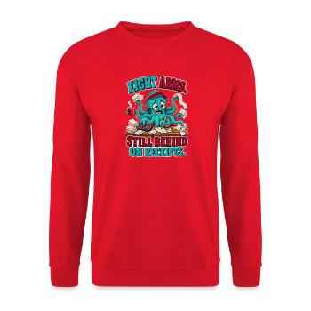  Buchhalter Oktopus Eight Arms Still Behind on - Unisex Pullover - Rot - Vorne - Alina (178cm) & Michal (187cm)