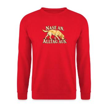 Labrador-Nasenarbeit - Unisex Pullover - Rot - Vorne - Alina (178cm) & Michal (187cm)