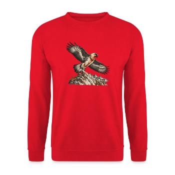 Bartgeier – Majestät der Alpen - Unisex Pullover - Rot - Vorne - Alina (178cm) & Michal (187cm)