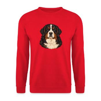 Berner Sennenhund – Treuer Blick - Unisex Pullover - Rot - Vorne - Alina (178cm) & Michal (187cm)