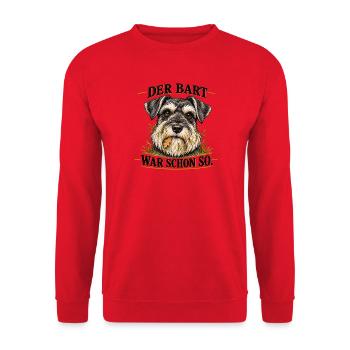 Miniatur-Schnauzer_mit_prachtigem_Bart - Unisex Pullover - Rot - Vorne - Alina (178cm) & Michal (187cm)