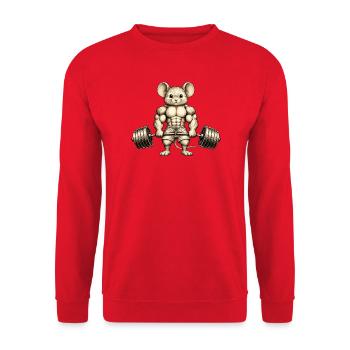 Maus Hantel Gewichtheber Sport Muskulös - Unisex Pullover - Rot - Vorne - Alina (178cm) & Michal (187cm)