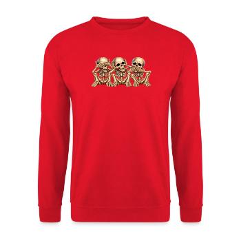 Drei Skelette Pose - Unisex Pullover - Rot - Vorne - Alina (178cm) & Michal (187cm)