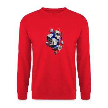 Kubische Collage: Keine feste Form - Unisex Pullover - Rot - Vorne - Alina (178cm) & Michal (187cm)