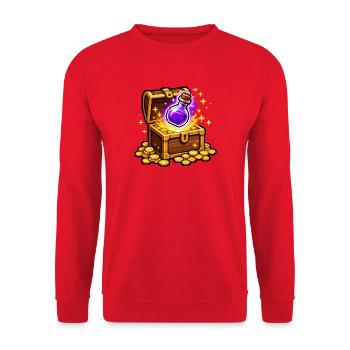 Schatztruhe Pixel Art Trank Zaubertrank T-Shirt - Unisex Pullover - Rot - Vorne - Alina (178cm) & Michal (187cm)