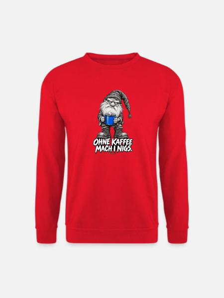 Grummelgnom mit blauer Kaffeetasse Weihnachtswicht - Unisex Pullover - Rot