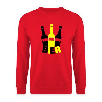 Gelbe Flaschen Silhouette - Unisex Pullover - Rot - Vorne - Alina (178cm) & Michal (187cm)