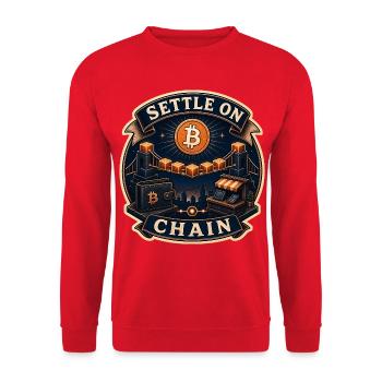 SETTLE ON CHAIN - Unisex Pullover - Rot - Vorne - Alina (178cm) & Michal (187cm)