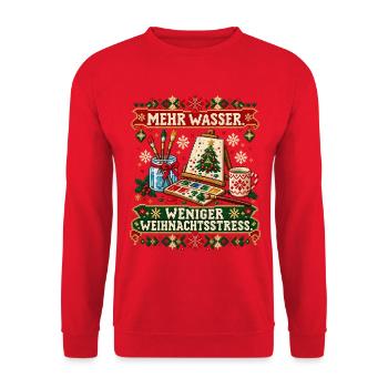 Mehr Wasser. Weniger Weihnachtsstress. - Unisex Pullover - Rot - Vorne - Alina (178cm) & Michal (187cm)