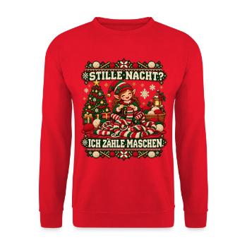 Stille Nacht? Ich zähle Maschen - Unisex Pullover - Rot - Vorne - Alina (178cm) & Michal (187cm)