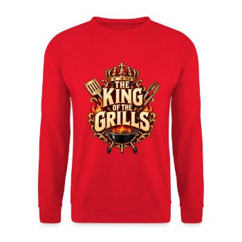 The King of the Grills – König am Grill - Unisex Pullover - Rot - Vorne - Alina (178cm) & Michal (187cm)