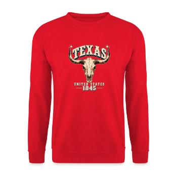 Texas Longhorn Vintage Pride 1845 - Unisex Pullover - Rot - Vorne - Alina (178cm) & Michal (187cm)