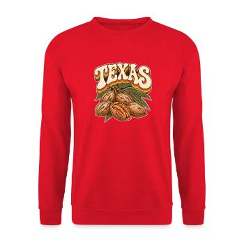 Texas Pekannuss Retro Typografie - Unisex Pullover - Rot - Vorne - Alina (178cm) & Michal (187cm)