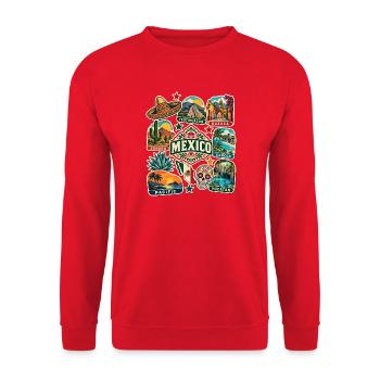 Mexiko Reisesticker - Unisex Pullover - Rot - Vorne - Alina (178cm) & Michal (187cm)