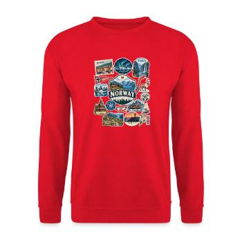 Norwegen Reisesticker - Unisex Pullover - Rot - Vorne - Alina (178cm) & Michal (187cm)