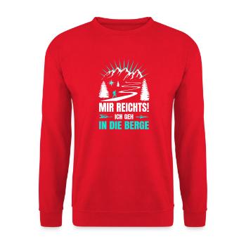 Mir_reichts_ich_geh_in_die_Berge - Unisex Pullover - Rot - Vorne - Alina (178cm) & Michal (187cm)