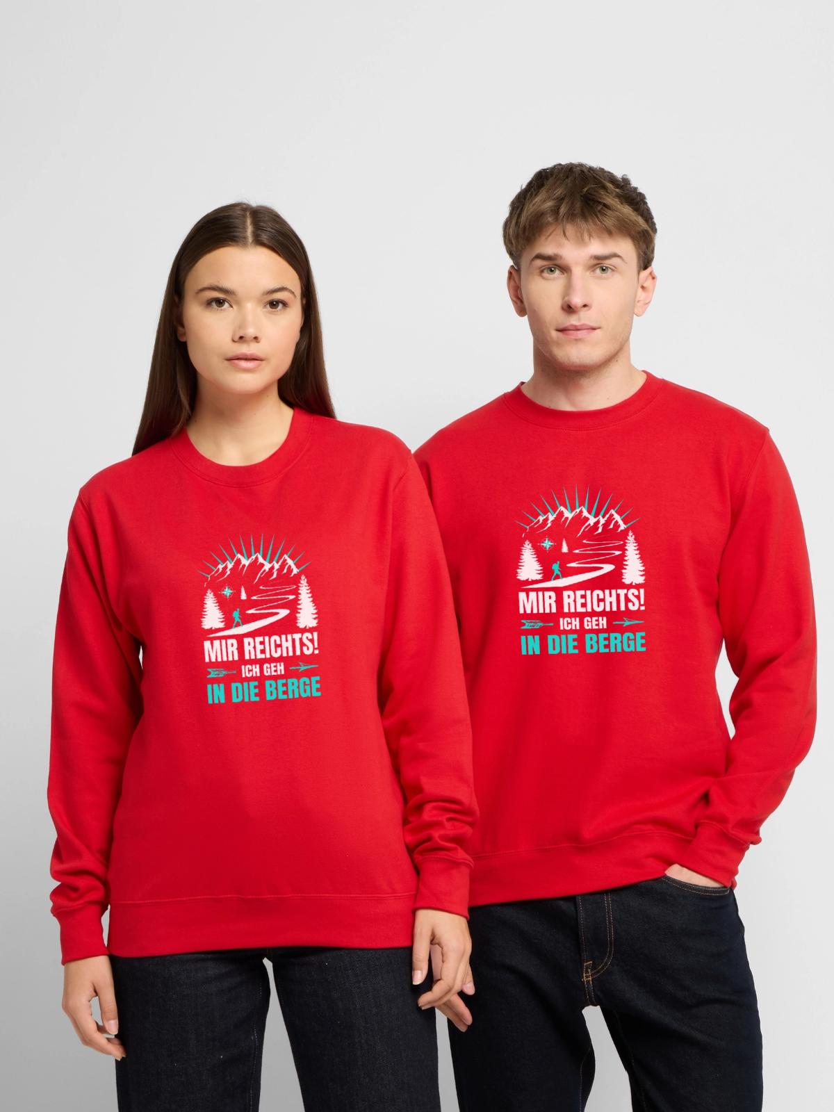 Mir_reichts_ich_geh_in_die_Berge - Unisex Pullover - Rot - Vorne - Alina (178cm) & Michal (187cm)