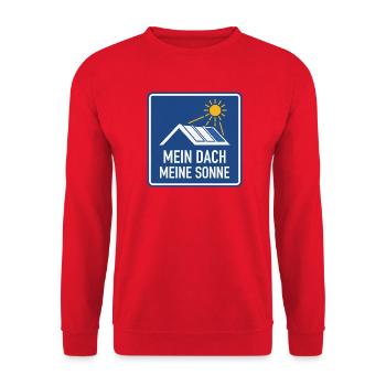 Solaranlage Spruch Mein Dach meine Sonne - Unisex Pullover - Rot - Vorne - Alina (178cm) & Michal (187cm)