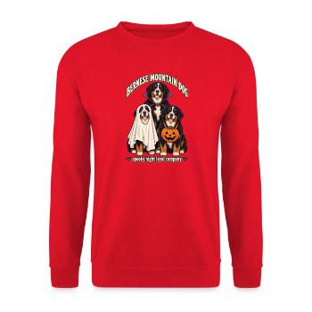 Spooky Night Loyal Company – Berner Sennenhund - Unisex Pullover - Rot - Vorne - Alina (178cm) & Michal (187cm)
