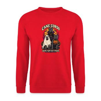 Spooky Night Loyal Company – Cane Corso Halloween - Unisex Pullover - Rot - Vorne - Alina (178cm) & Michal (187cm)