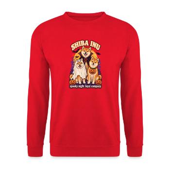 Spooky Night Loyal Company – Shiba Inu Halloween - Unisex Pullover - Rot - Vorne - Alina (178cm) & Michal (187cm)