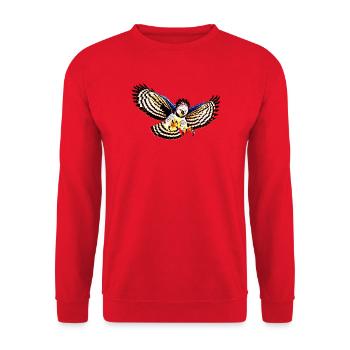 Harpyie fliegt - Unisex Pullover - Rot - Vorne - Alina (178cm) & Michal (187cm)