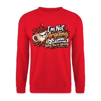 Ich streite nicht – Kaffee mit Meinung - Unisex Pullover - Rot - Vorne - Alina (178cm) & Michal (187cm)