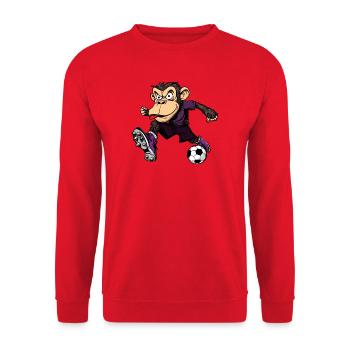 Affen Fussball / Fussballer Affe - Unisex Pullover - Rot - Vorne - Alina (178cm) & Michal (187cm)
