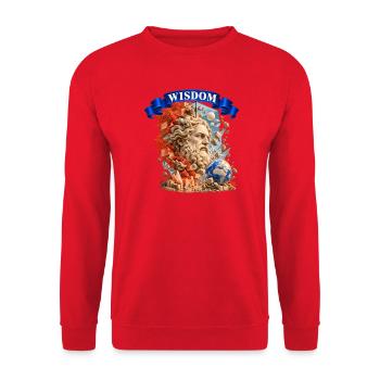 Ancient Wisdom – Greek Philosopher Art - Unisex Pullover - Rot - Vorne - Alina (178cm) & Michal (187cm)