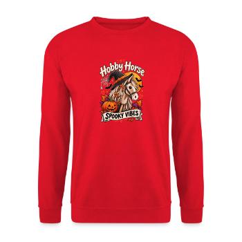 Hobby Horse Spooky Vibes Halloween - Unisex Pullover - Rot - Vorne - Alina (178cm) & Michal (187cm)