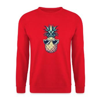 Ananas mit Sonnenbrille – Bunt - Unisex Pullover - Rot - Vorne - Alina (178cm) & Michal (187cm)
